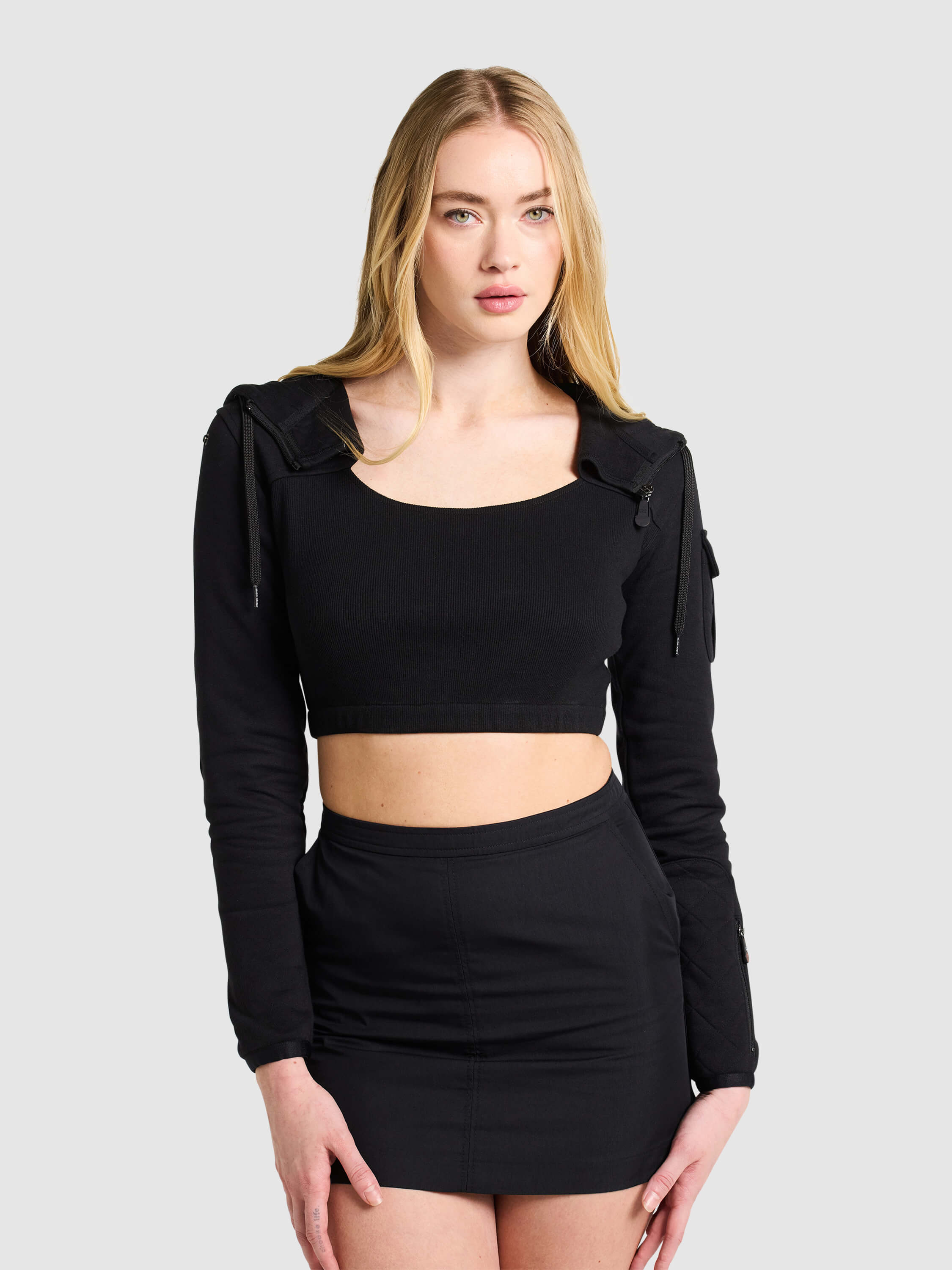 Rogue Cropped Hoodie - Black - Patch Notes Apparel