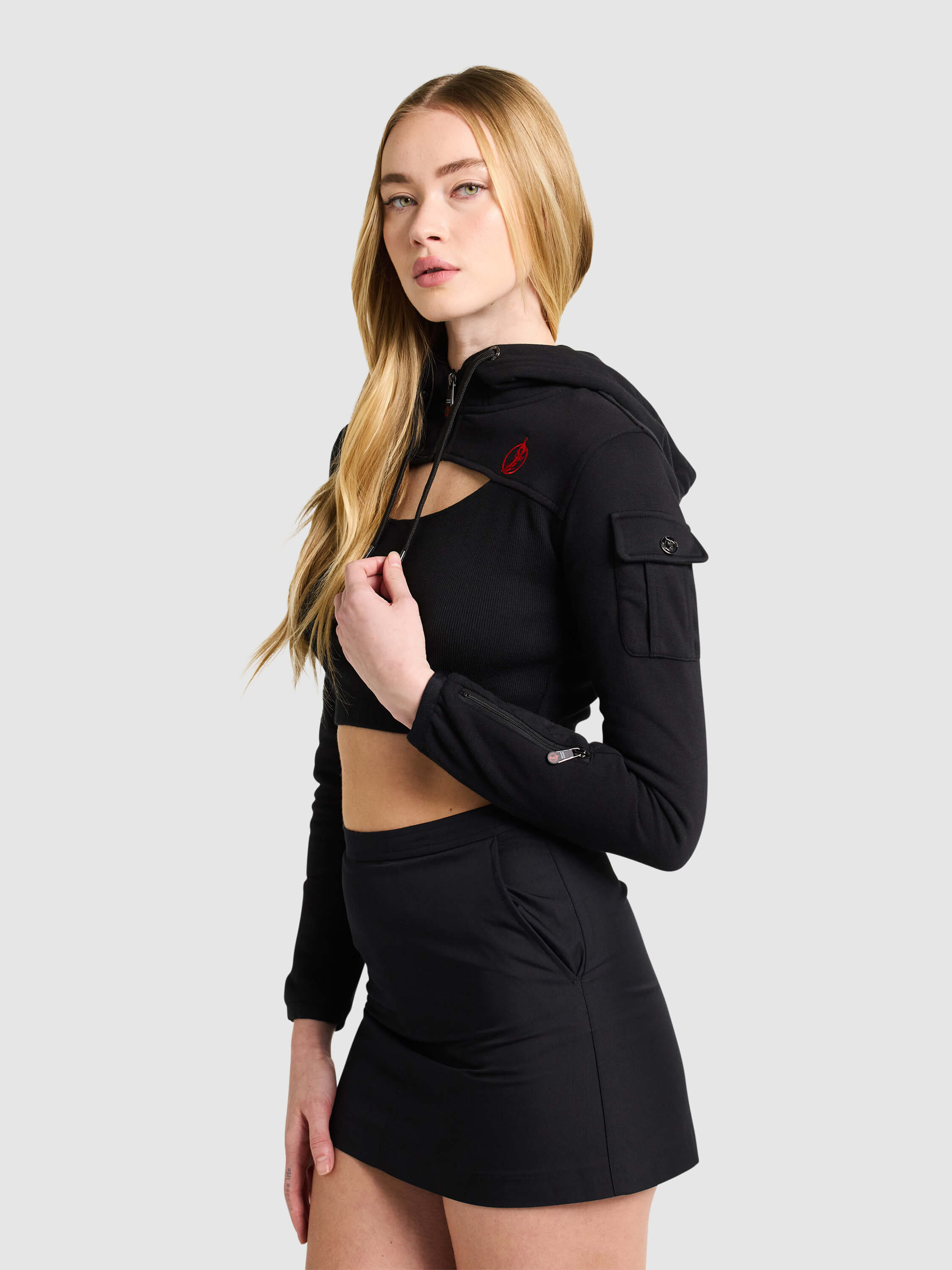 Rogue Cropped Hoodie - Black - Patch Notes Apparel