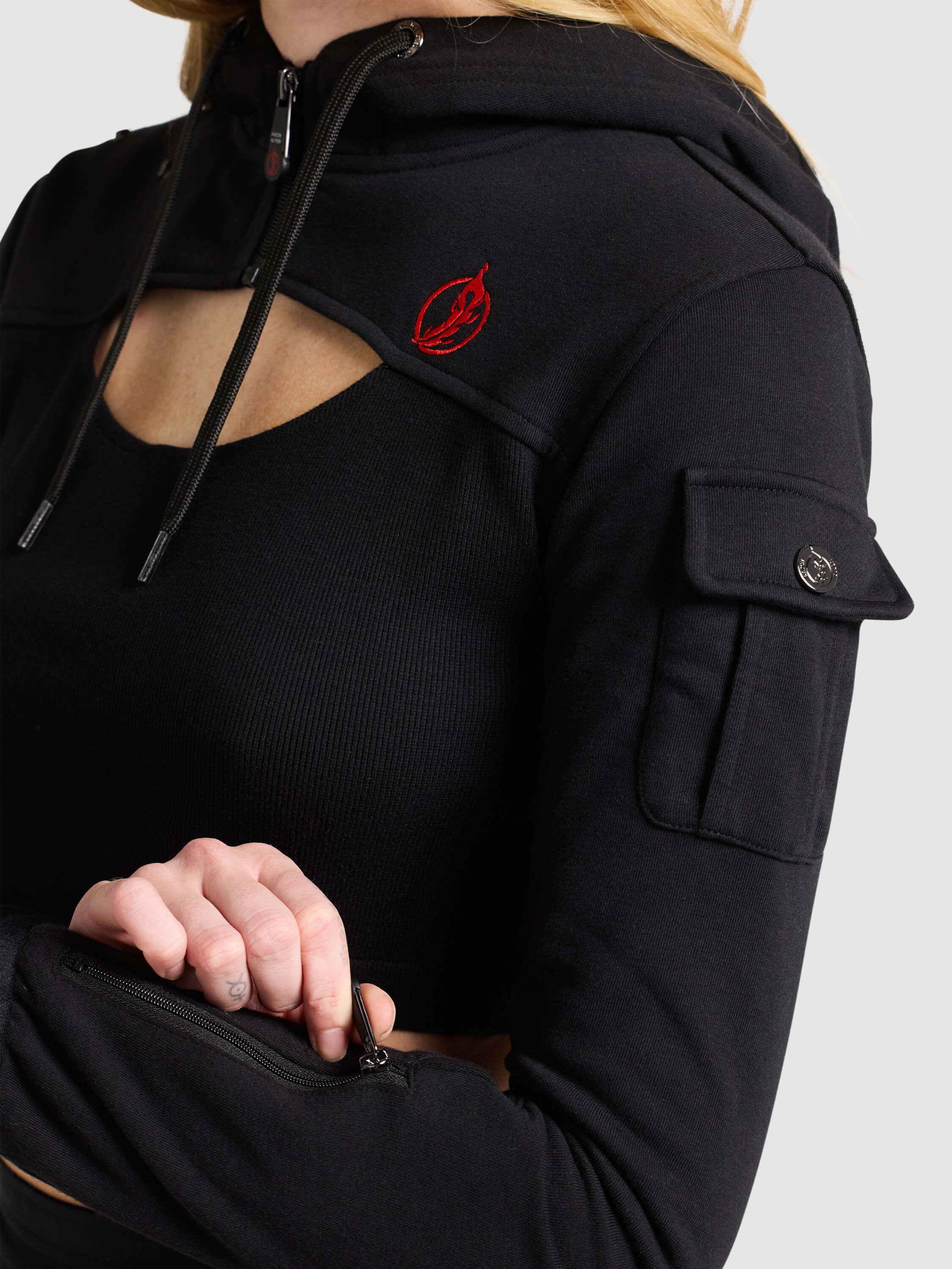 Rogue Cropped Hoodie - Black - Patch Notes Apparel