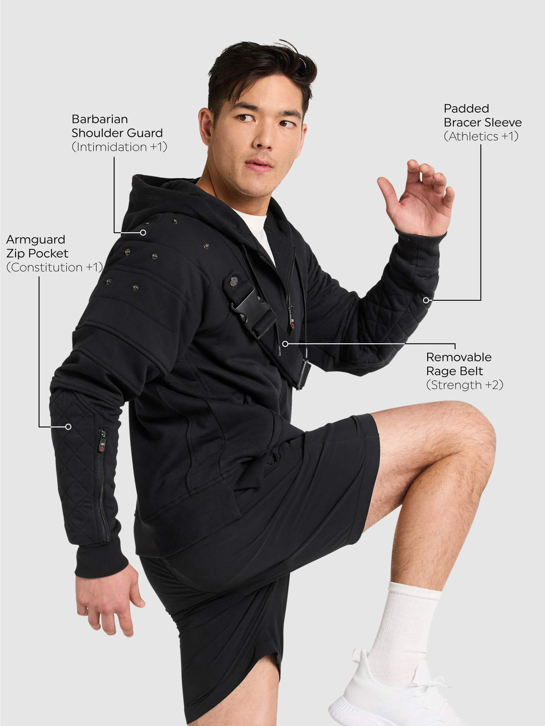 Warrior Hoodie - Black - Patch Notes Apparel - Feature Callouts