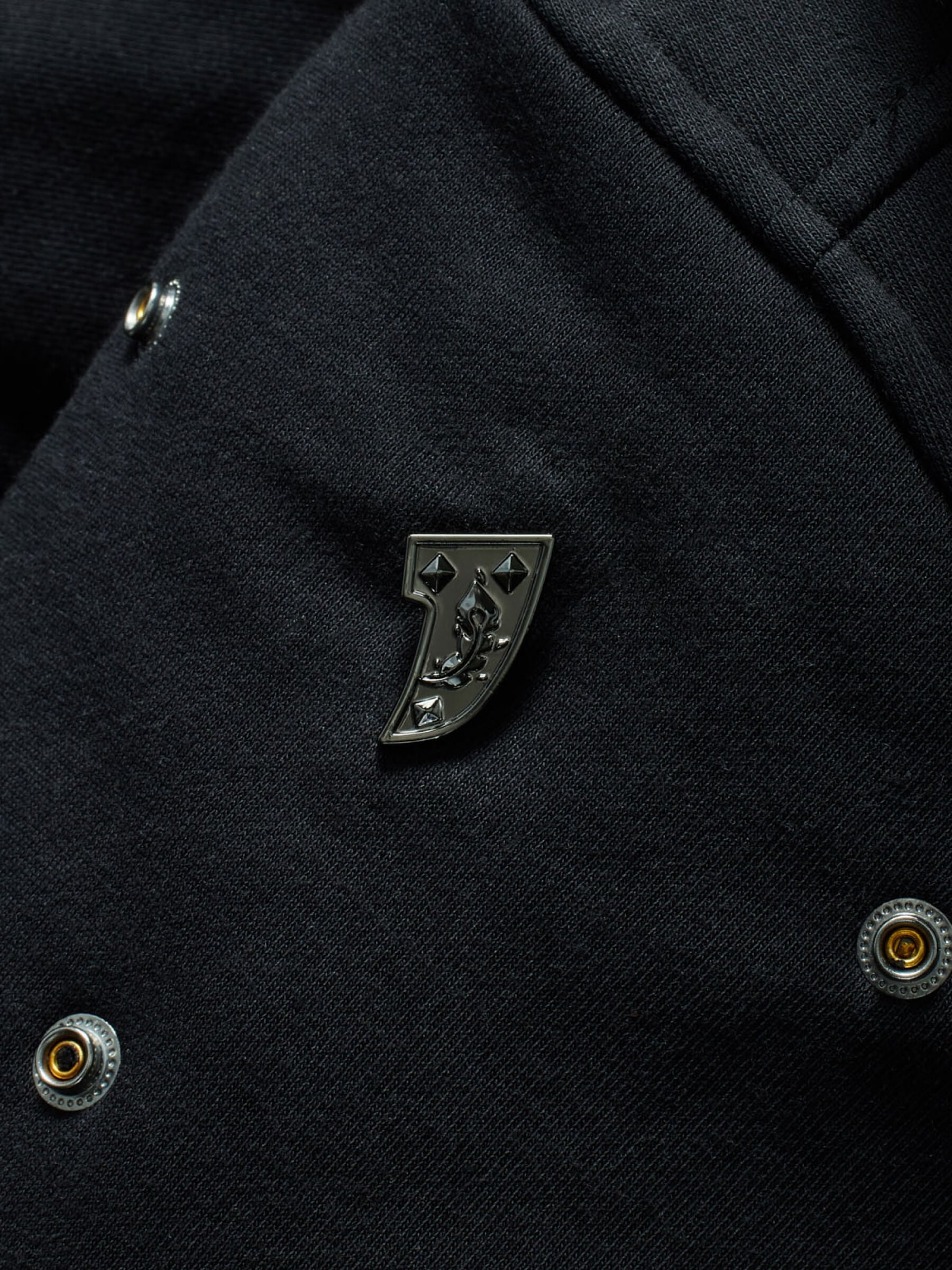 Studded Phoenix Plate RPG Snap from Patch Notes Apparel in Gunmetal Silver