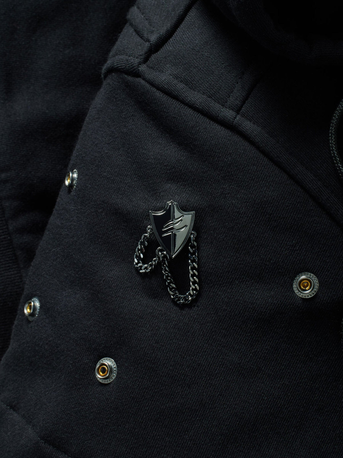 Claw Mark Shield RPG Snap from Patch Notes Apparel in Gunmetal Silver